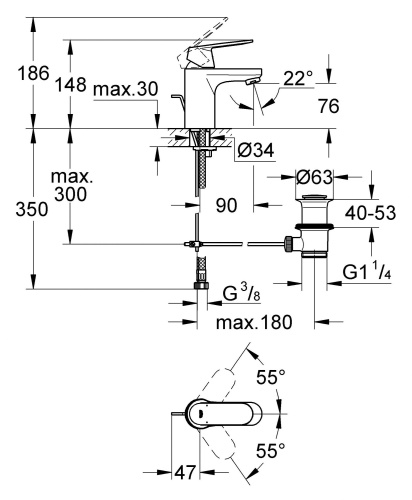 Смеситель Grohe Eurosmart Cosmopolitan 3282500E для раковины фото 3