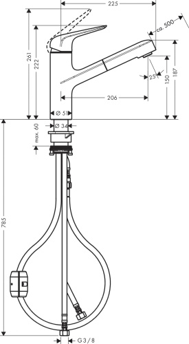 Смеситель Hansgrohe Focus M42 71814000 для кухонной мойки, хром фото 6
