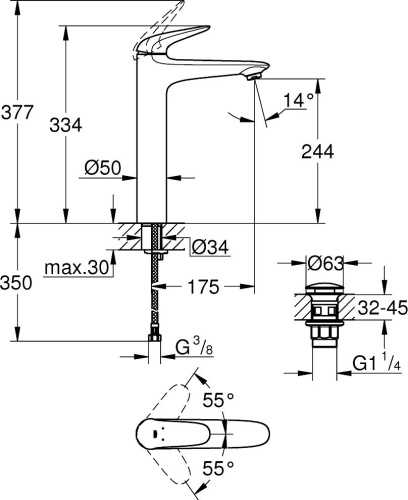 Смеситель Grohe Wave 23585001 для раковины фото 5