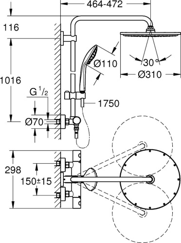 Душевая стойка Grohe Euphoria System 310 26075BE0 никель фото 2