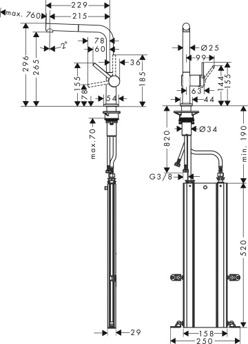 Смеситель Hansgrohe Talis M54 72809800 для кухонной мойки, сталь фото 11