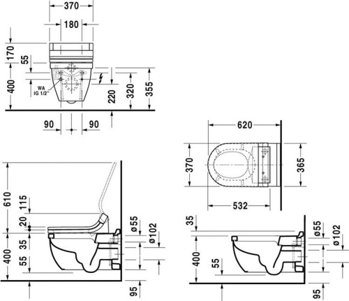 Унитаз подвесной Duravit Starck 3 2226590000 фото 3