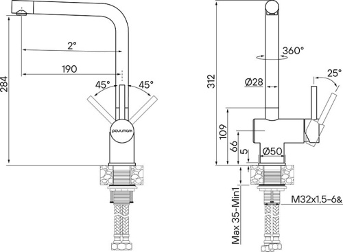 Смеситель Paulmark Spring Sp212067-SS для кухонной мойки фото 3