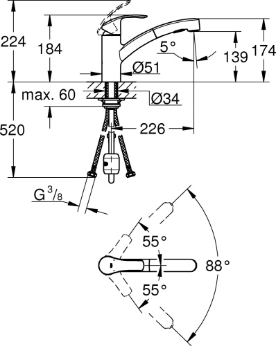Смеситель Grohe Eurosmart 30305000 для кухонной мойки фото 10