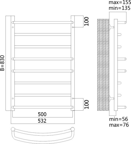 Полотенцесушитель электрический Terminus Евромикс П8 500x83 фото 3