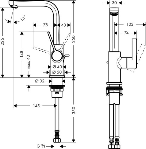 Смеситель Hansgrohe Metris S 31159000 для раковины фото 2