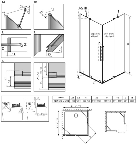 Душевой уголок Radaway Furo KDD 100х120 фото 8