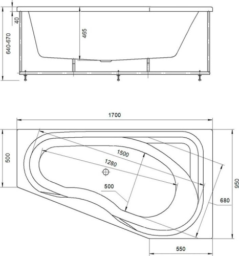 Акриловая ванна Акватек Медея MED180-0000012 170x95 R фото 2
