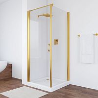 Душевой уголок Vegas Glass EP-Fis 80 09 01 L профиль золото, стекло прозрачное