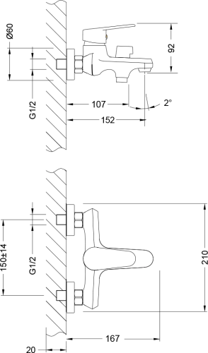 Смеситель Lemark Point LM0314C для ванны с душем фото 2