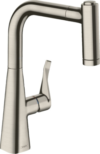 Смеситель Hansgrohe Metris M71 14834800 для кухонной мойки, сталь