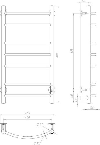 Полотенцесушитель электрический Тругор Приоритет ПЭК СП3 80x40 фото 4