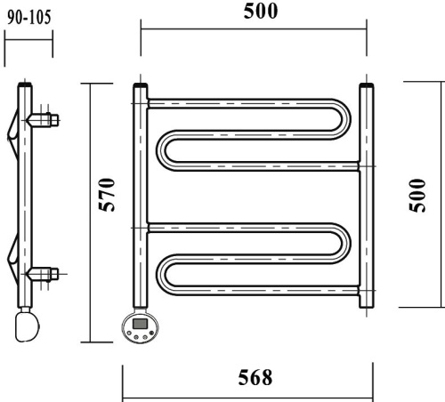 Полотенцесушитель электрический Domoterm Офелия П6 50x50, хром, L фото 3