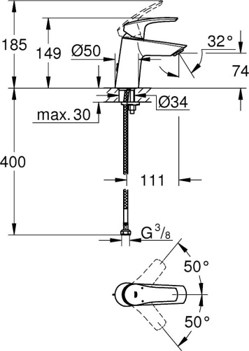 Смеситель Grohe Eurosmart 23966003 для раковины фото 4