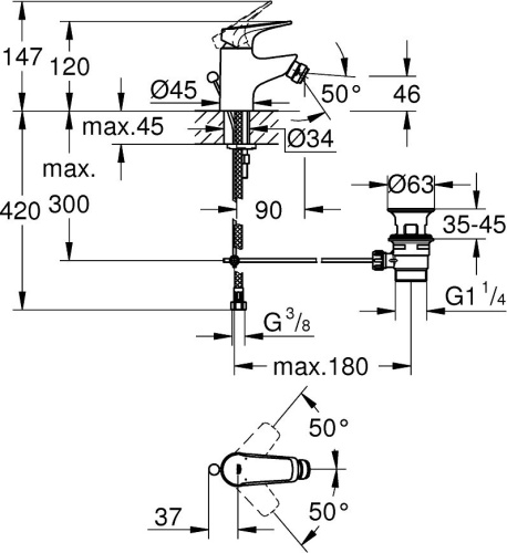 Смеситель Grohe BauFlow 23754000 для биде, хром фото 3