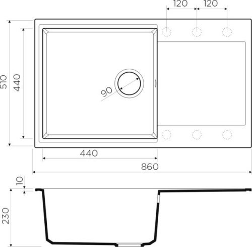 Мойка кухонная Omoikiri Daisen 86-BL черная фото 2