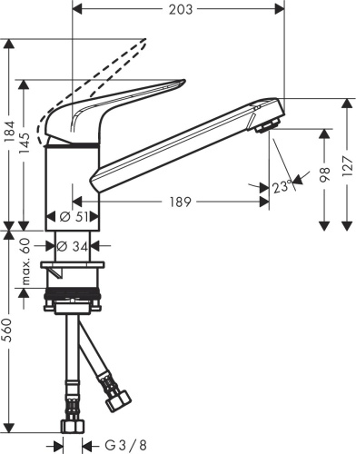 Смеситель Hansgrohe Focus M42 71808800 для кухонной мойки, сталь фото 4