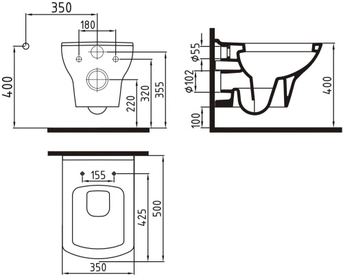 Комплект Унитаз подвесной Bien Dor + Система инсталляции для унитазов Ideal Standard ProSys + Кнопка смыва белая + Гигиенический душ фото 8
