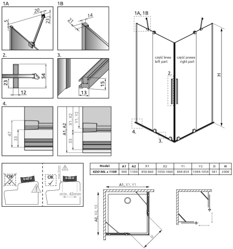 Душевой уголок Radaway Furo KDD 90х110 фото 8