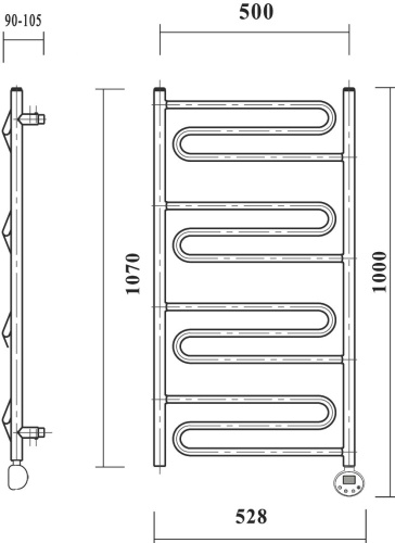 Полотенцесушитель электрический Domoterm Офелия П12 50x100, хром, L фото 3
