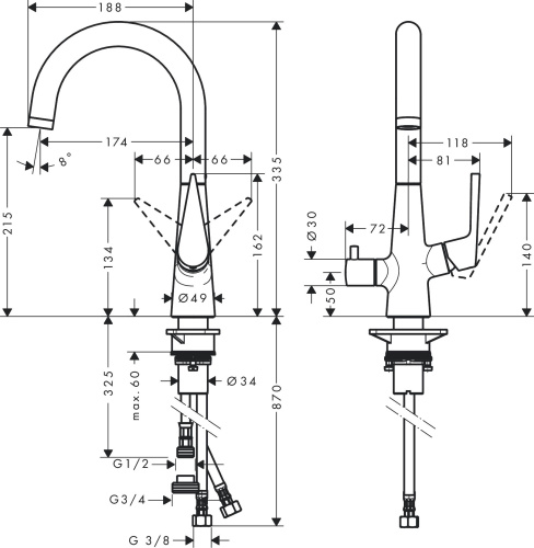 Смеситель Hansgrohe Talis M51 72811000 для кухонной мойки, хром фото 2