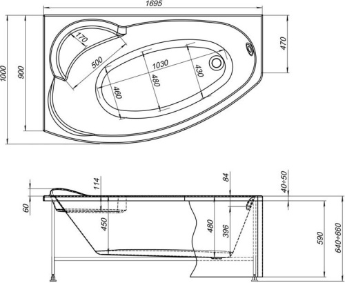 Акриловая ванна Aquanet Sofia 00205391 170x90 L с каркасом фото 4