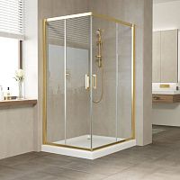 Душевой уголок Vegas Glass ZA-F 110*100 09 01 профиль золото, стекло прозрачное