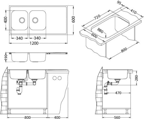 Мойка кухонная Alveus Classic Pro 100 1130474 фото 3