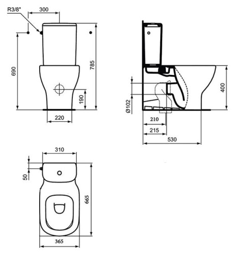 Унитаз-компакт Ideal Standard Tesi с микролифтом фото 5