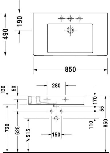 Раковина Duravit Vero 0329850000 85 см фото 7