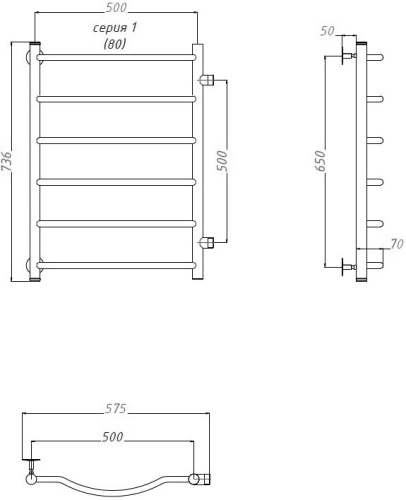 Полотенцесушитель водяной Тругор Лотос ПМ 1 ЛЦ28 50x80x50 фото 3