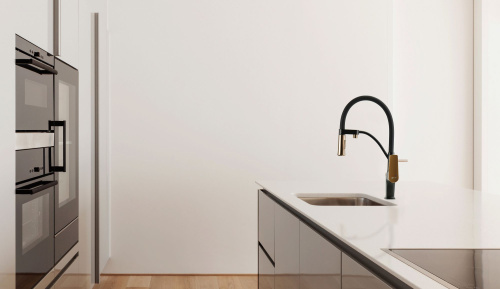 Смеситель Lemark Bronx LM3761BLR для кухонной мойки, черный/золото фото 5
