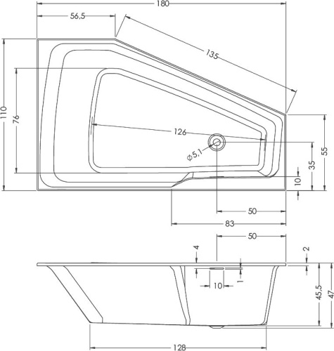 Акриловая ванна Riho Rething Space BD8600500000000 L, 180x110 фото 2