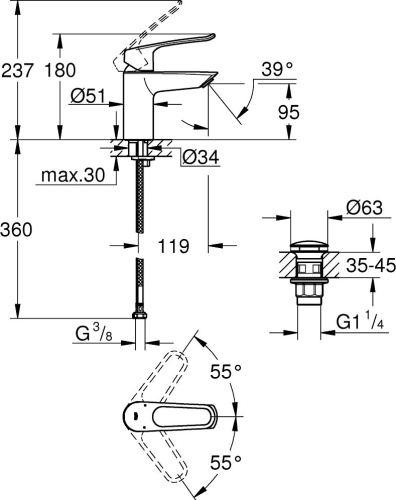 Смеситель Grohe Eurosmart 23980003 для раковины фото 6