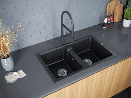 Мойка кухонная Paulmark PM238150-BLM черный металлик фото 4