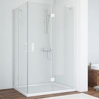 Душевой уголок Vegas Glass AFA-F 120*80 01 01 R профиль белый, стекло прозрачное