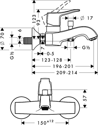 Смеситель Hansgrohe Metris Classic 31478000 для ванны с душем фото 5