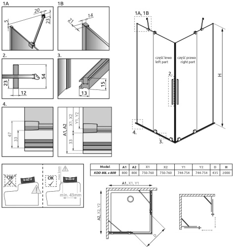 Душевой уголок Radaway Furo KDD 80х80 фото 8