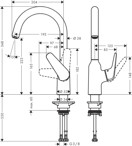 Смеситель Hansgrohe Focus M42 71802000 для кухонной мойки, хром фото 4