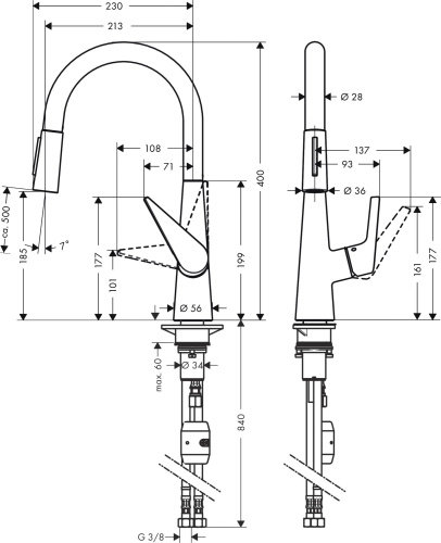 Смеситель Hansgrohe Talis M51 72813800 для кухонной мойки, сталь фото 3