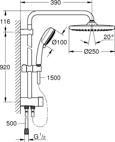 Душевая стойка Grohe Tempesta Cosmopolitan System 250 26675000 фото 3