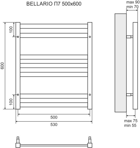 Полотенцесушитель электрический Lemark Bellario П7 50x60 фото 3