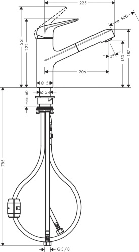 Смеситель Hansgrohe Focus M42 71814800 для кухонной мойки, сталь фото 3