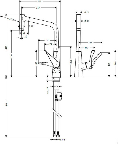 Смеситель Hansgrohe Metris 14820000 для кухонной мойки фото 12