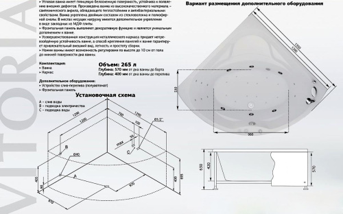 Акриловая ванна Aquanet Vitoria 00205371 135x135 с каркасом фото 9