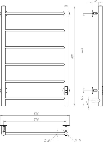 Полотенцесушитель электрический Тругор Аспект ПЭК СП1 80x50 фото 4