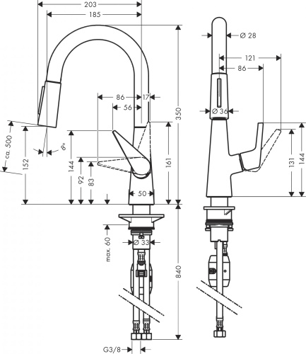 Смеситель Hansgrohe Talis M51 72815800 для кухонной мойки, сталь фото 3