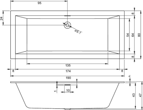 Акриловая ванна Riho Rething Cubic BD9500500000000 R, 190x80 фото 4