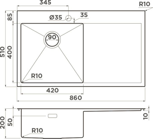 Мойка кухонная Omoikiri Akisame 86 L фото 2