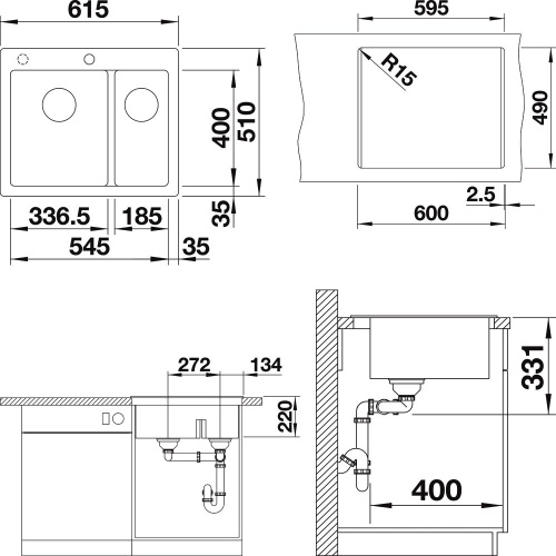 Мойка кухонная Blanco Pleon 6 Split антрацит фото 3